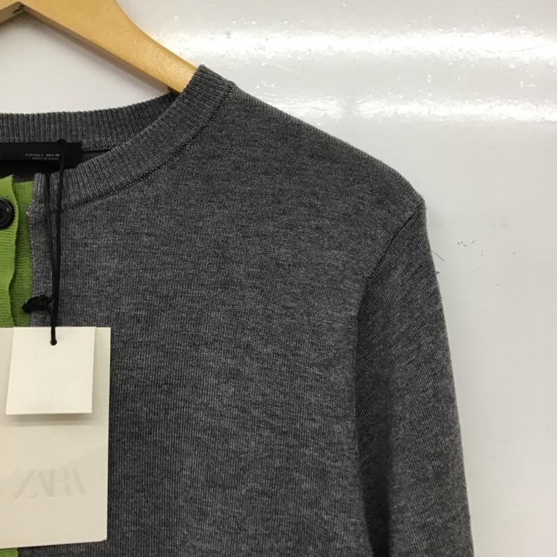 ザラ ZARA カーディガン 長袖 L 無地 灰 / グレー / gray レディース USED 古着 中古 10157383