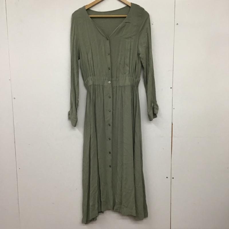 アズールバイマウジー AZUL BY MOUSSY ワンピース ロングスカート 長袖ロングワンピース シャツワンピース フロントボタン S 無地 カーキ / カーキ / khaki レディース USED 古着 中古 10157396