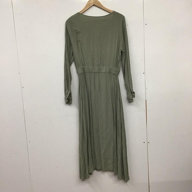 アズールバイマウジー AZUL BY MOUSSY ワンピース ロングスカート 長袖ロングワンピース シャツワンピース フロントボタン S 無地 カーキ / カーキ / khaki レディース USED 古着 中古 10157396