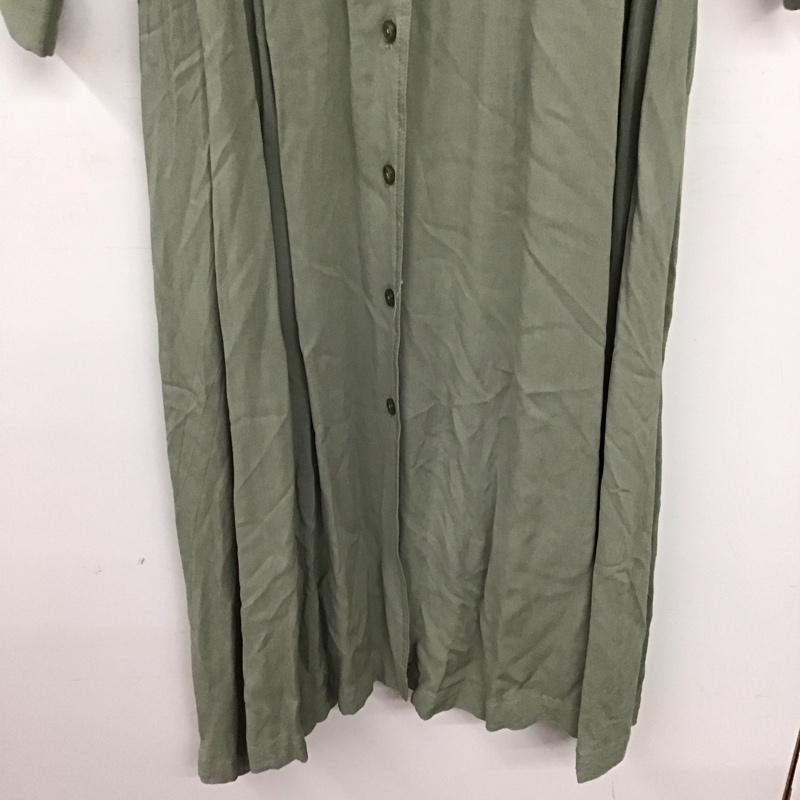 アズールバイマウジー AZUL BY MOUSSY ワンピース ロングスカート 長袖ロングワンピース シャツワンピース フロントボタン S 無地 カーキ / カーキ / khaki レディース USED 古着 中古 10157396