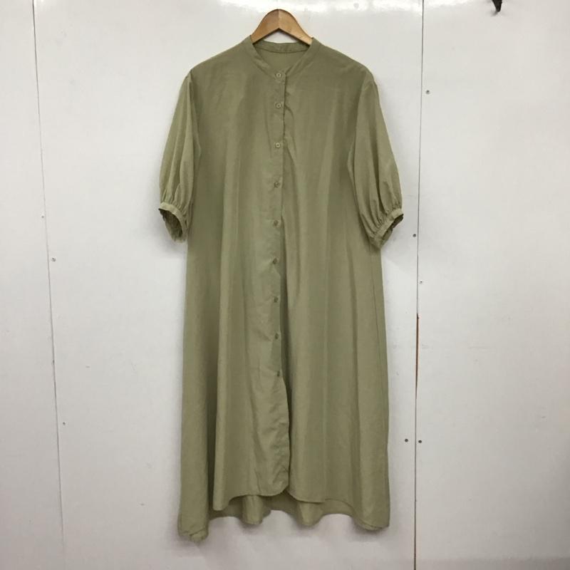 アズールバイマウジー AZUL BY MOUSSY ワンピース ロングスカート 半袖シャツワンピース ロングワンピース ノーカラー M 無地 カーキ / カーキ / khaki レディース USED 古着 中古 10157399