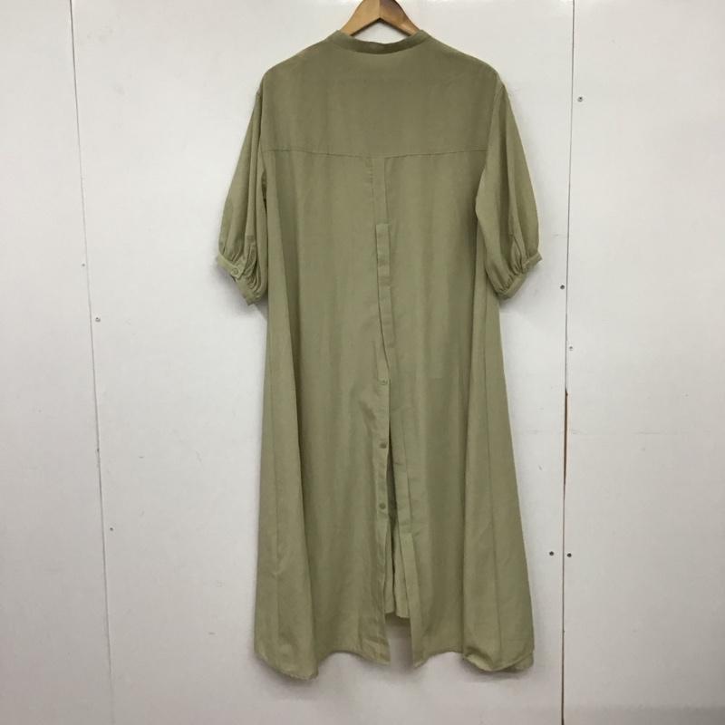 アズールバイマウジー AZUL BY MOUSSY ワンピース ロングスカート 半袖シャツワンピース ロングワンピース ノーカラー M 無地 カーキ / カーキ / khaki レディース USED 古着 中古 10157399