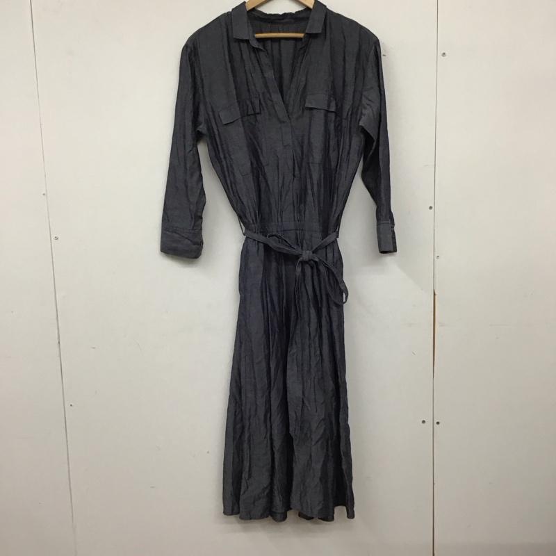 ユナイテッドアローズグリーンレーベルリラクシング UNITED ARROWS green label relaxing ワンピース ロングスカート 長袖シャツワンピース フロントボタン ロングワンピース 36 無地 インディゴ / インディゴ / Indigo レディース USED 古着 中古 10157401
