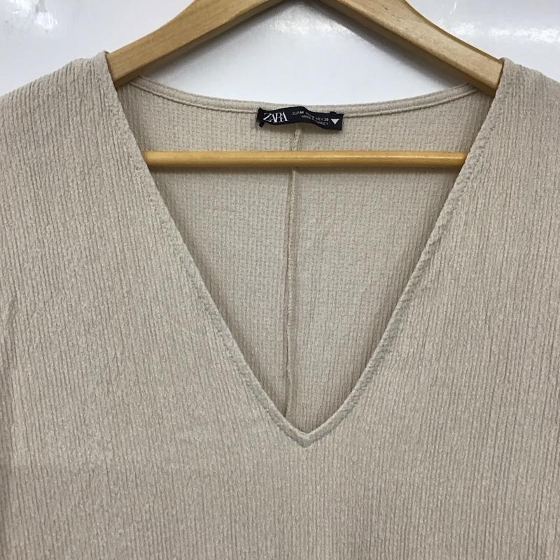 ザラ ZARA ワンピース ロングスカート 半袖ロングワンピース フレアスカート Vネック M 無地 アイボリー / アイボリー / レディース USED 古着 中古 10157427