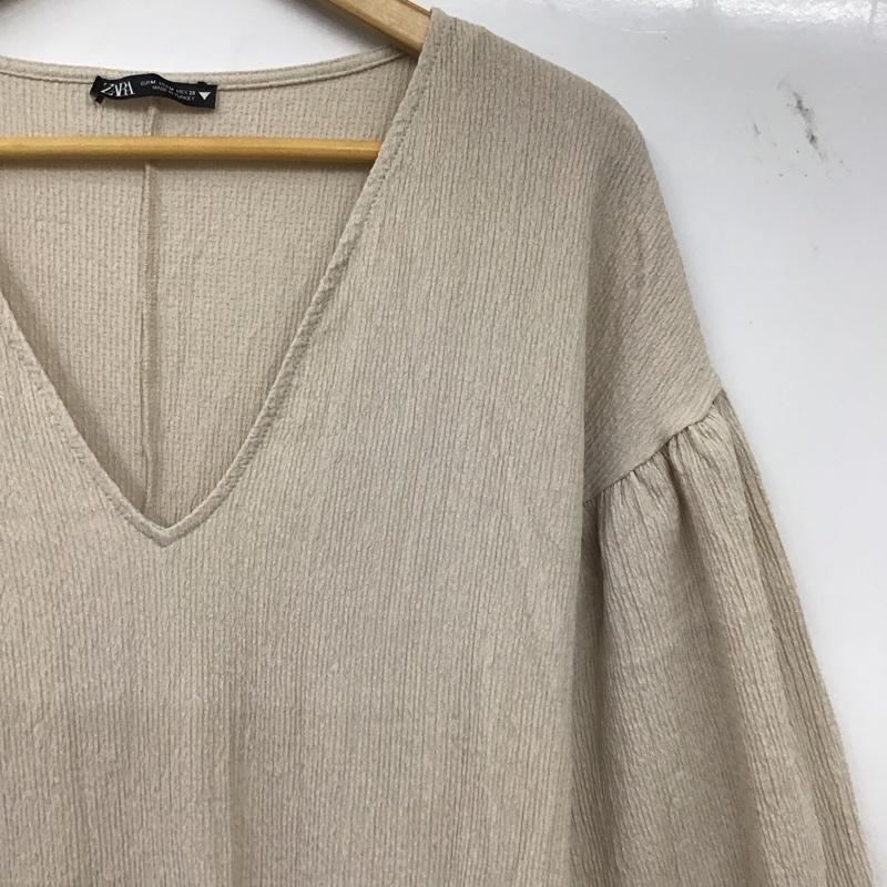 ザラ ZARA ワンピース ロングスカート 半袖ロングワンピース フレアスカート Vネック M 無地 アイボリー / アイボリー / レディース USED 古着 中古 10157427