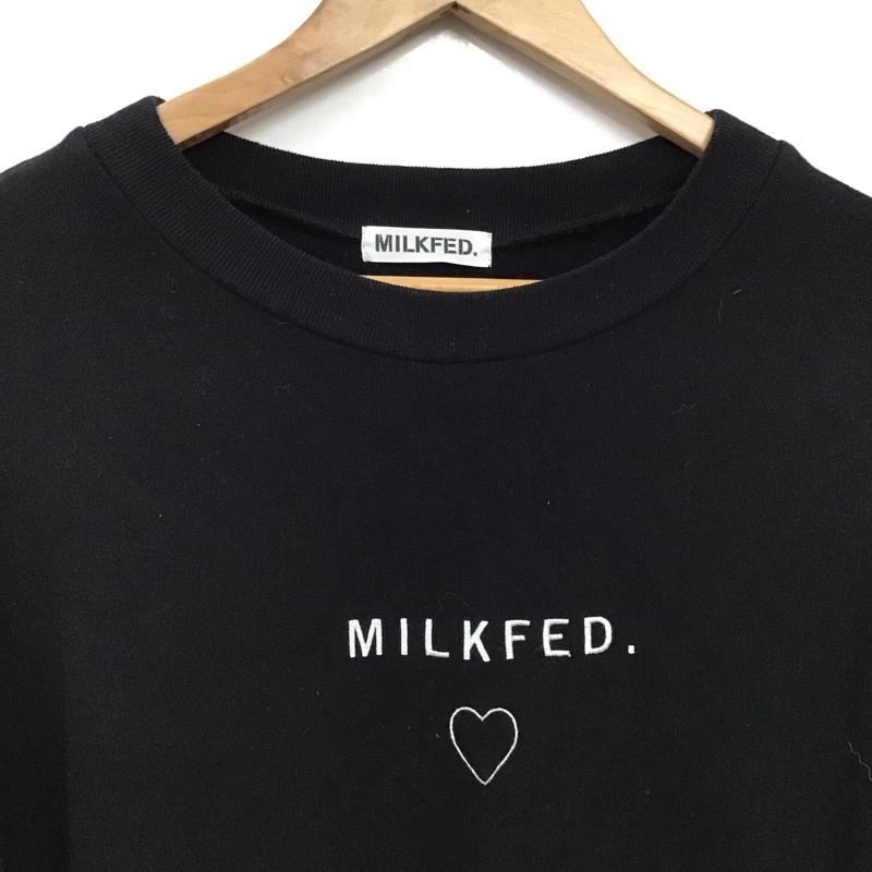 ミルクフェド MILKFED. ワンピース ロングスカート 長袖ロングワンピース スウェットワンピース ONE SIZE ロゴ、文字 黒 / ブラック / black レディース USED 古着 中古 10157429