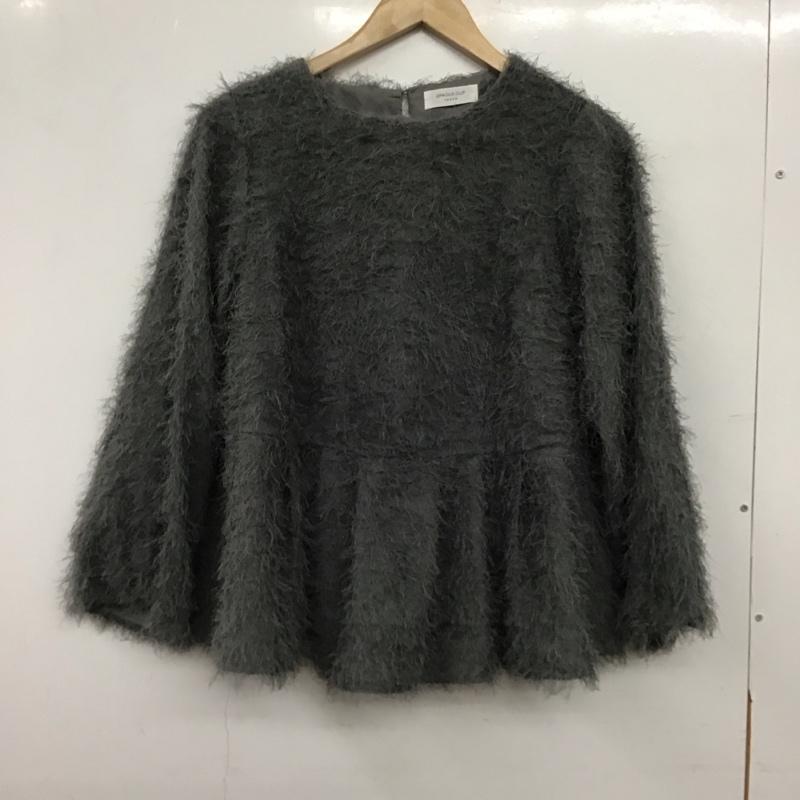 オペークドットクリップ OPAQUE.CLIP ニット、セーター 長袖 長袖ニットカットソー クルーネック セーター 38 無地 灰 / グレー / gray レディース USED 古着 中古 10157445
