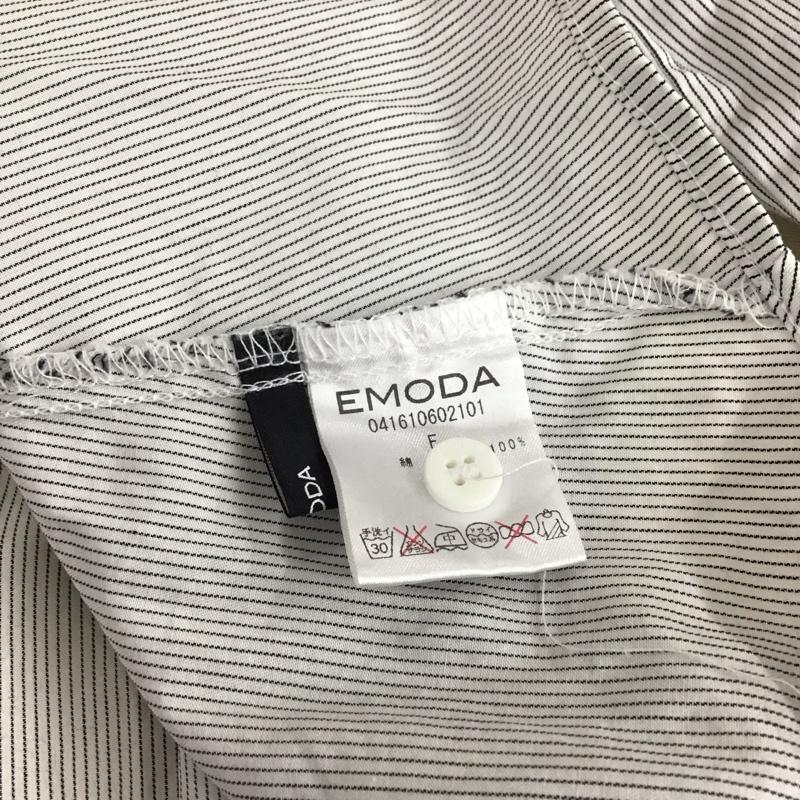 エモダ EMODA カットソー 長袖 長袖カットソー ワイドネックカットソー FREE ストライプ 白 / ホワイト / white X 黒 / ブラック / black レディース USED 古着 中古 10157446