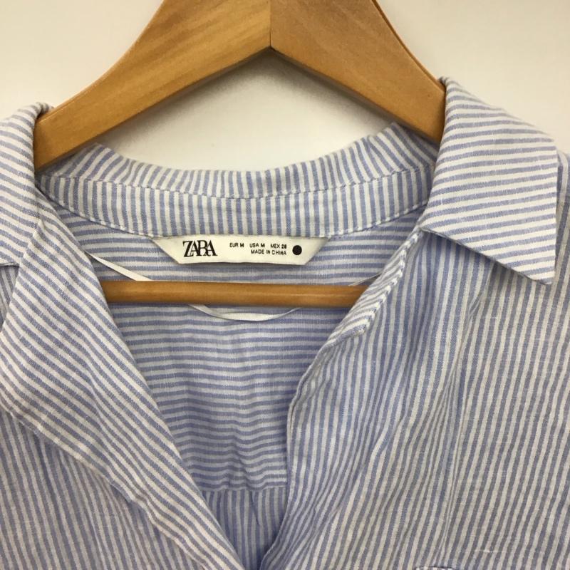 ザラ ZARA シャツ、ブラウス 長袖 長袖シャツ ストライプシャツ カラーシャツ M ストライプ 白 / ホワイト / white X 水色 / ライトブルー / レディース USED 古着 中古 10157447