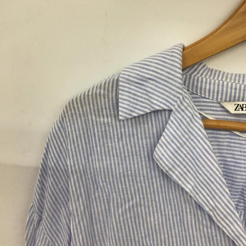 ザラ ZARA シャツ、ブラウス 長袖 長袖シャツ ストライプシャツ カラーシャツ M ストライプ 白 / ホワイト / white X 水色 / ライトブルー / レディース USED 古着 中古 10157447