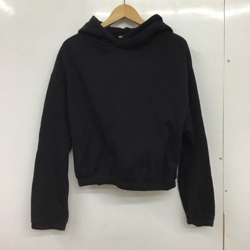 ザラ ZARA パーカー 長袖 長袖パーカー プルオーバーパーカー スウェット M 無地 黒 / ブラック / black レディース USED 古着 中古 10157451