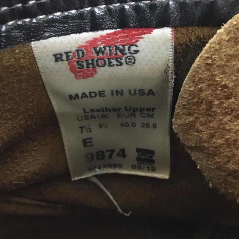 レッドウィング RED WING ブーツ ショートブーツ 9874 アイリッシュセッター 6インチ モックトゥ 7.5E 25.5cm 25.5cm ロゴ、文字 黒 / ブラック / black メンズ USED 古着 中古 10157475