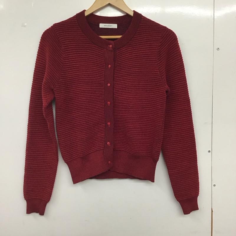 マウジー MOUSSY カーディガン 長袖 FREE 無地 赤 / レッド / red レディース USED 古着 中古 10157478