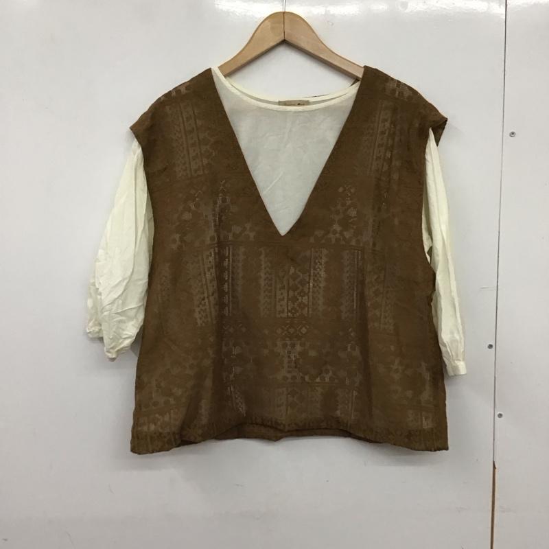 サマンサモスモス Samansa Mos2 カットソー 半袖 FREE 無地 白 / ホワイト / white X 茶 / ブラウン / brown レディース USED 古着 中古 10157509
