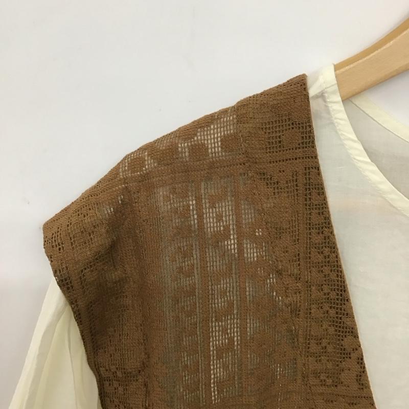 サマンサモスモス Samansa Mos2 カットソー 半袖 FREE 無地 白 / ホワイト / white X 茶 / ブラウン / brown レディース USED 古着 中古 10157509