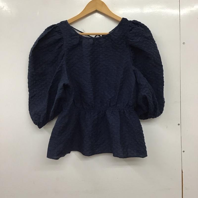 ザラ ZARA カットソー 半袖 L 無地 紺 / ネイビー / navy レディース USED 古着 中古 10157510