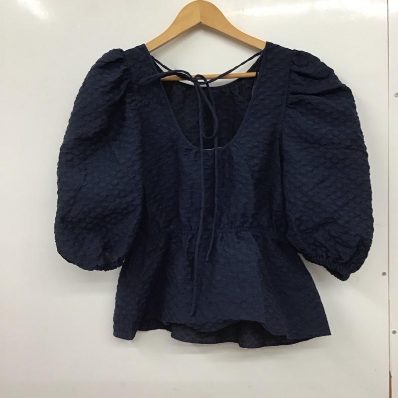 ザラ ZARA カットソー 半袖 L 無地 紺 / ネイビー / navy レディース USED 古着 中古 10157510