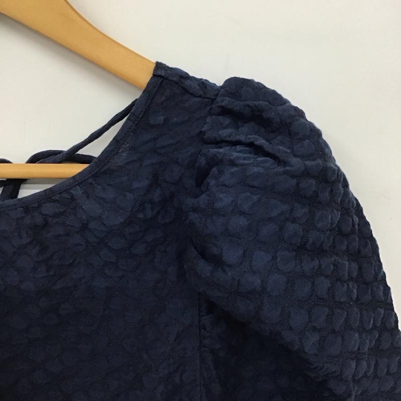 ザラ ZARA カットソー 半袖 L 無地 紺 / ネイビー / navy レディース USED 古着 中古 10157510