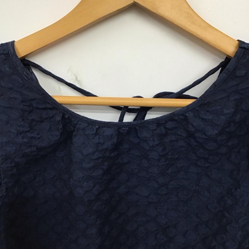 ザラ ZARA カットソー 半袖 L 無地 紺 / ネイビー / navy レディース USED 古着 中古 10157510