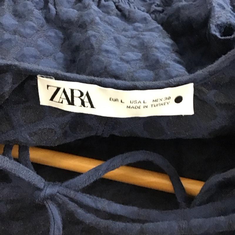 ザラ ZARA カットソー 半袖 L 無地 紺 / ネイビー / navy レディース USED 古着 中古 10157510
