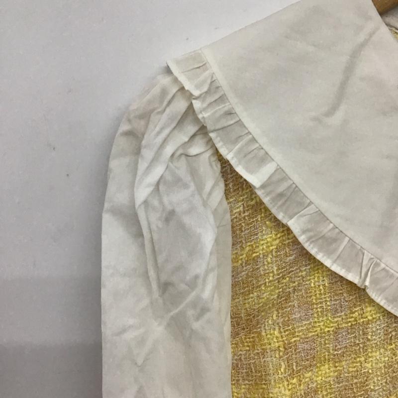 ザラ ZARA カットソー 長袖 L 無地 X チェック 白 / ホワイト / white X 黄 / イエロー / yellow レディース USED 古着 中古 10157515