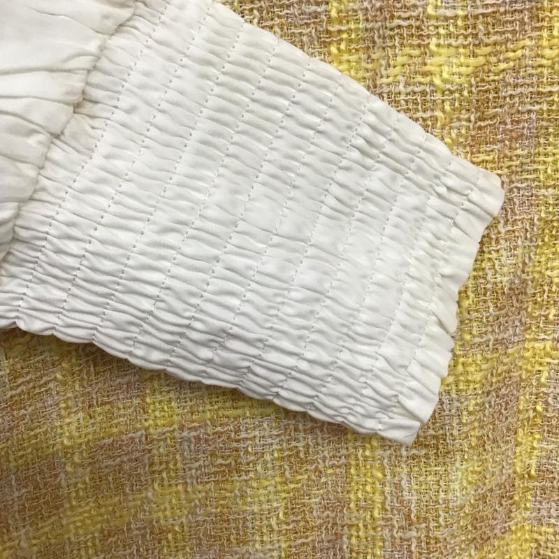 ザラ ZARA カットソー 長袖 L 無地 X チェック 白 / ホワイト / white X 黄 / イエロー / yellow レディース USED 古着 中古 10157515