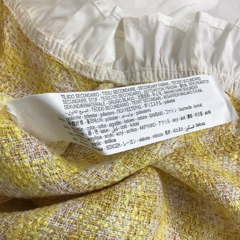 ザラ ZARA カットソー 長袖 L 無地 X チェック 白 / ホワイト / white X 黄 / イエロー / yellow レディース USED 古着 中古 10157515