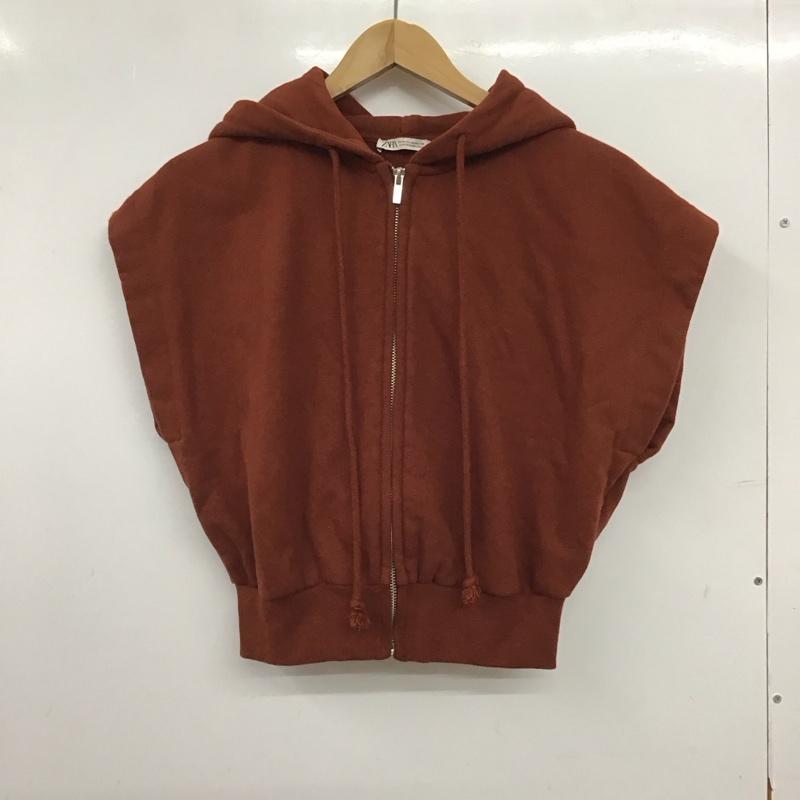 ザラ ZARA パーカー 半袖 ノースリーブ M 無地 茶 / ブラウン / brown レディース USED 古着 中古 10157518