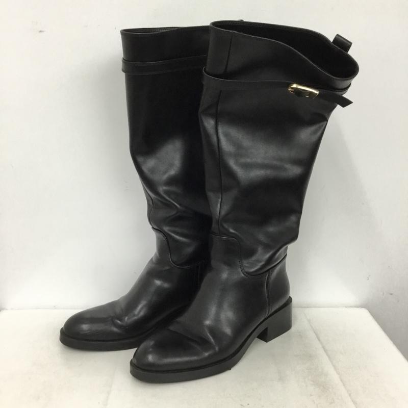 ザラ ZARA ブーツ ロングブーツ 2055 610 800 バックル付き乗馬ブーツ EUR39 無地 黒 / ブラック / black レディース USED 古着 中古 10157526