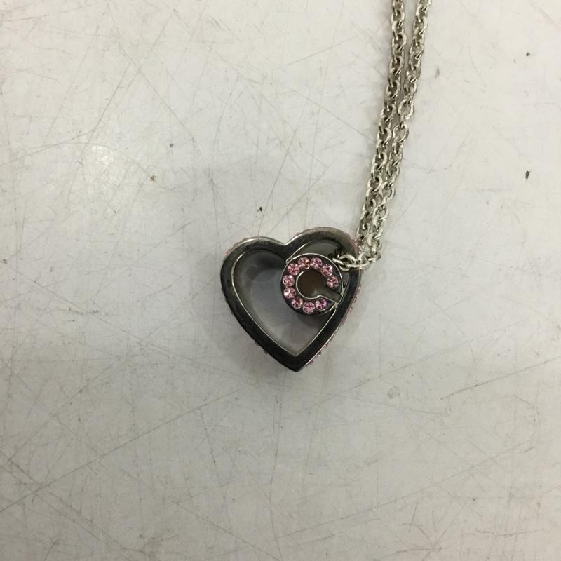 コーチ COACH アクセサリー ネックレス、ペンダント ハート Cロゴ ロゴ、文字 桃 / ピンク / pink X 銀 / シルバー / silver color レディース USED 古着 中古 10157537