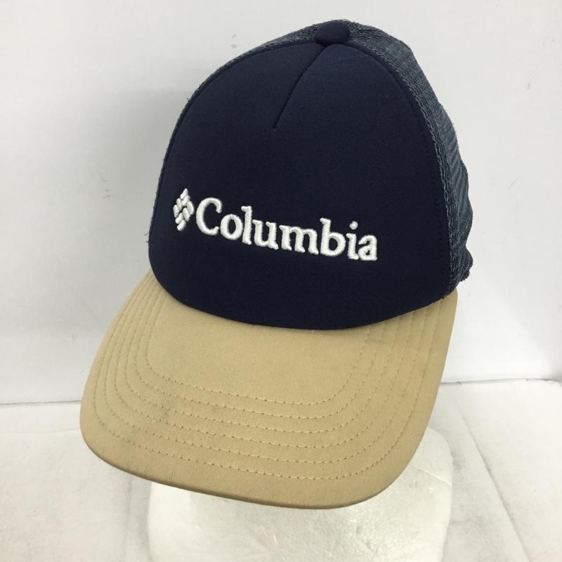 コロンビア Columbia 帽子 キャップ 123 PU5632 メッシュキャップ ヘイレイクキャップ ロゴ、文字 紺 / ネイビー / navy X ベージュ / ベージュ / beige メンズ USED 古着 中古 10157549