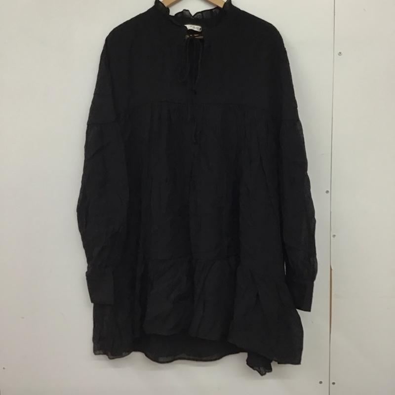 ザラ ZARA チュニック 長袖 L 無地 黒 / ブラック / black レディース USED 古着 中古 10157603