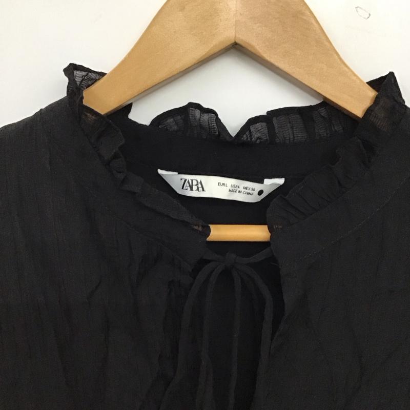 ザラ ZARA チュニック 長袖 L 無地 黒 / ブラック / black レディース USED 古着 中古 10157603