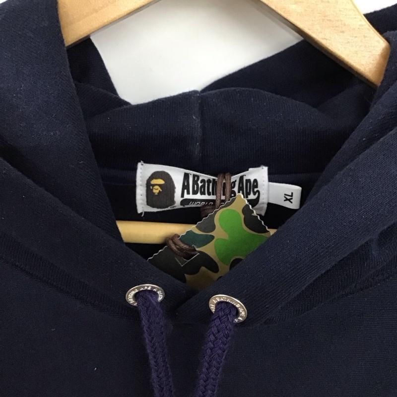 アベイシングエイプ A BATHING APE パーカー 長袖 長袖パーカー プルオーバーパーカー スウェット XL ロゴ、文字 紺 / ネイビー / navy メンズ USED 古着 中古 10157608