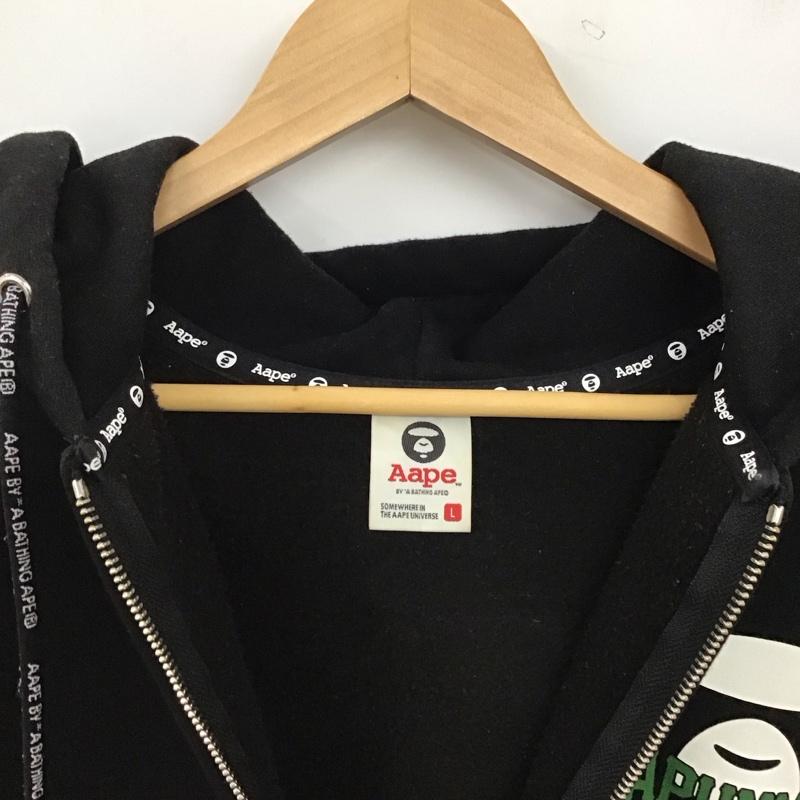 エーエイプバイアベイシングエイプ AAPE BY A BATHING APE パーカー 長袖 長袖パーカー プルオーバーパーカー スウェット L ロゴ、文字 黒 / ブラック / black メンズ USED 古着 中古 10157616