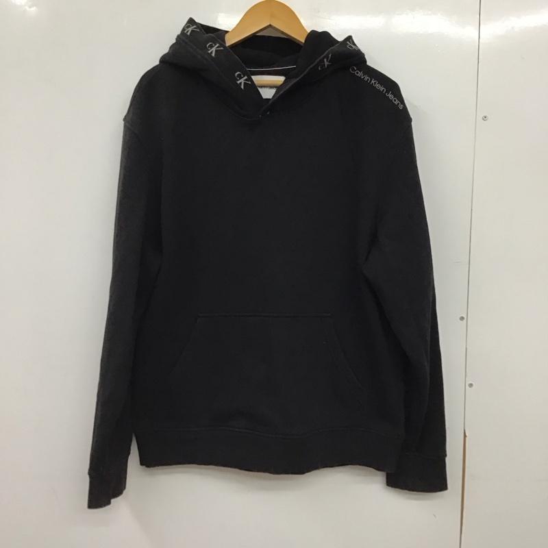 カルヴァン クライン ジーンズ Calvin Klein Jeans パーカー 長袖 長袖パーカー プルオーバーパーカー スウェット L ロゴ、文字 ダークグレー / ダークグレー / メンズ USED 古着 中古 10157620