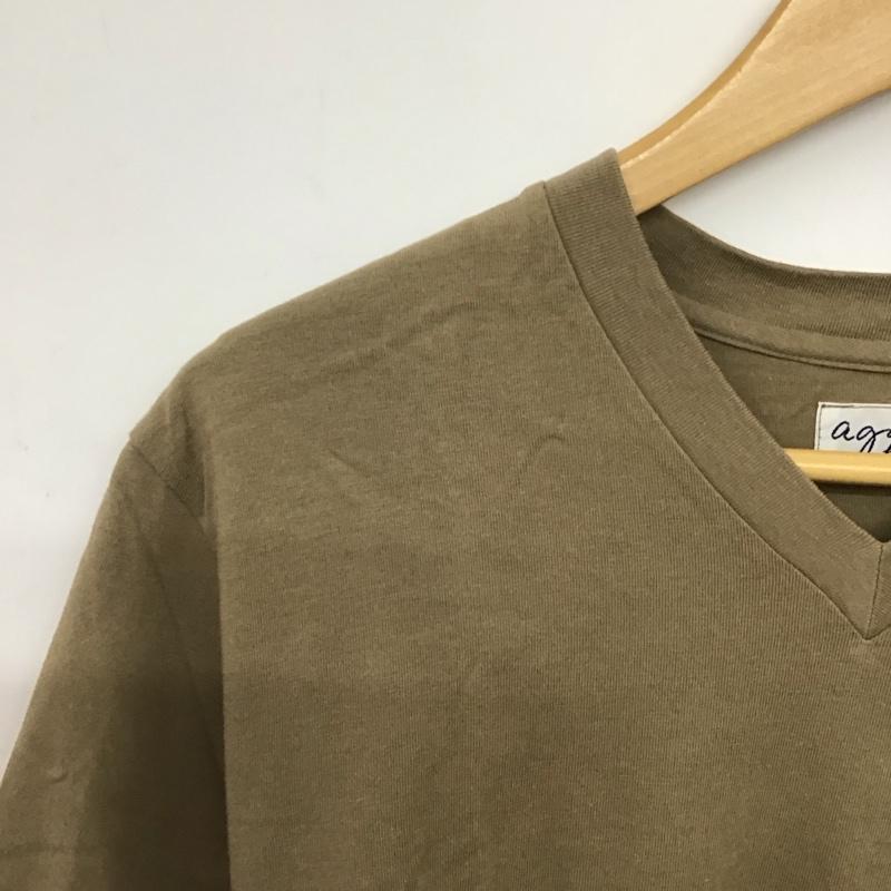 アニエス・ベー agnes b. Tシャツ 半袖 半袖カットソー プリントTシャツ クルーネックカットソー 無地 ベージュ / ベージュ / beige メンズ USED 古着 中古 10157624