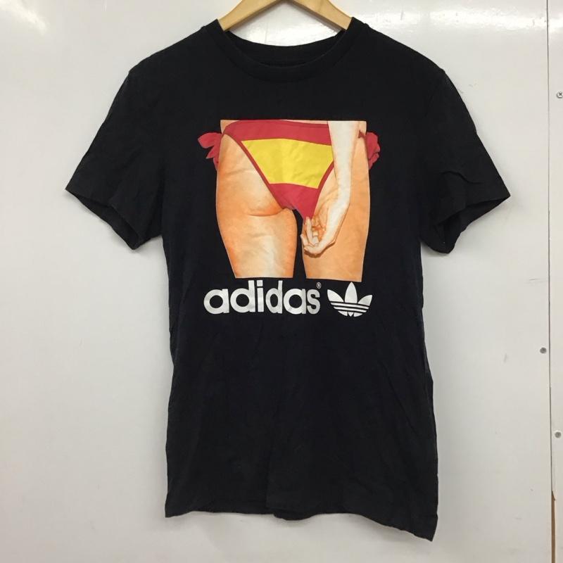 アディダス adidas Tシャツ 半袖 半袖カットソー プリントTシャツ クルーネックカットソー S ロゴ、文字 黒 / ブラック / black メンズ USED 古着 中古 10157629