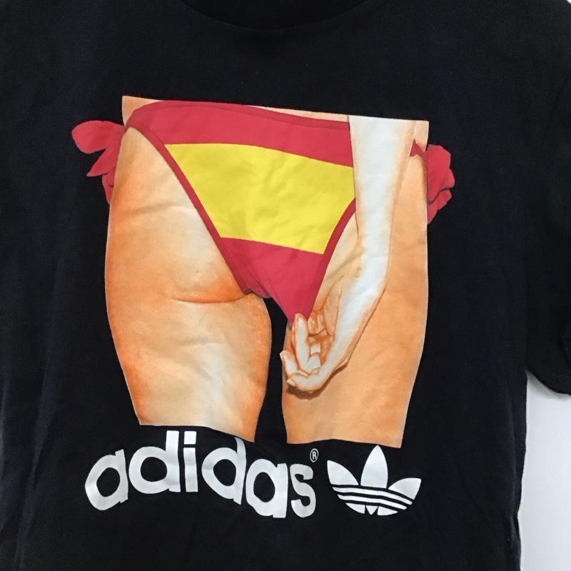 アディダス adidas Tシャツ 半袖 半袖カットソー プリントTシャツ クルーネックカットソー S ロゴ、文字 黒 / ブラック / black メンズ USED 古着 中古 10157629