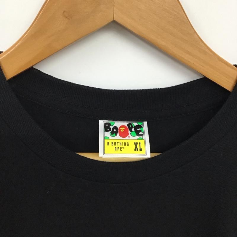 ベイプ BAPE Tシャツ 半袖 半袖カットソー プリントTシャツ クルーネックカットソー XL プリント 黒 / ブラック / black メンズ USED 古着 中古 10157631