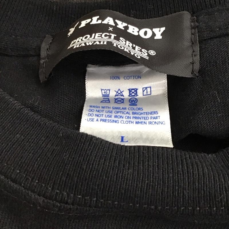 プロジェクトエスアールエス PROJECT SR ES Tシャツ 半袖 半袖カットソー プリントTシャツ クルーネックカットソー L ロゴ、文字 黒 / ブラック / black メンズ USED 古着 中古 10157640