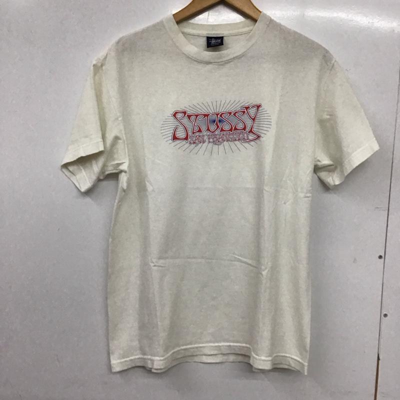 ステューシー STUSSY Tシャツ 半袖 半袖カットソー プリントTシャツ クルーネックカットソー M ロゴ、文字 アイボリー / アイボリー / メンズ USED 古着 中古 10157658