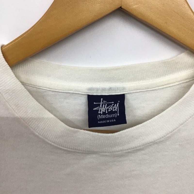 ステューシー STUSSY Tシャツ 半袖 半袖カットソー プリントTシャツ クルーネックカットソー M ロゴ、文字 アイボリー / アイボリー / メンズ USED 古着 中古 10157658