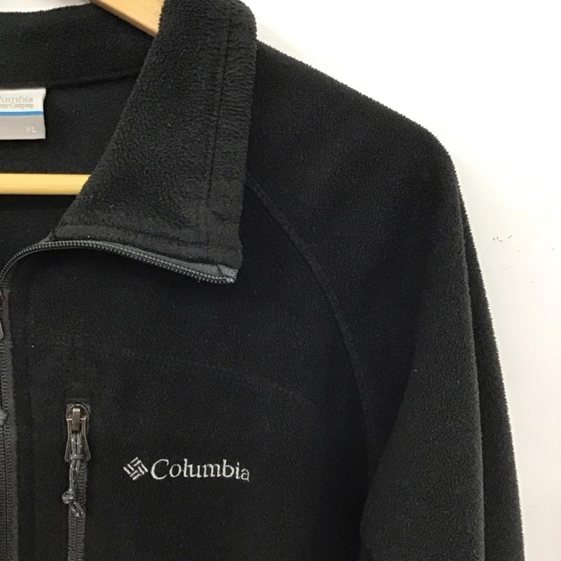 コロンビア Columbia ジャケット、上着 ジャンパー、ブルゾン ジップアップ フリースジャケット XL ロゴ、文字 黒 / ブラック / black メンズ USED 古着 中古 10157671