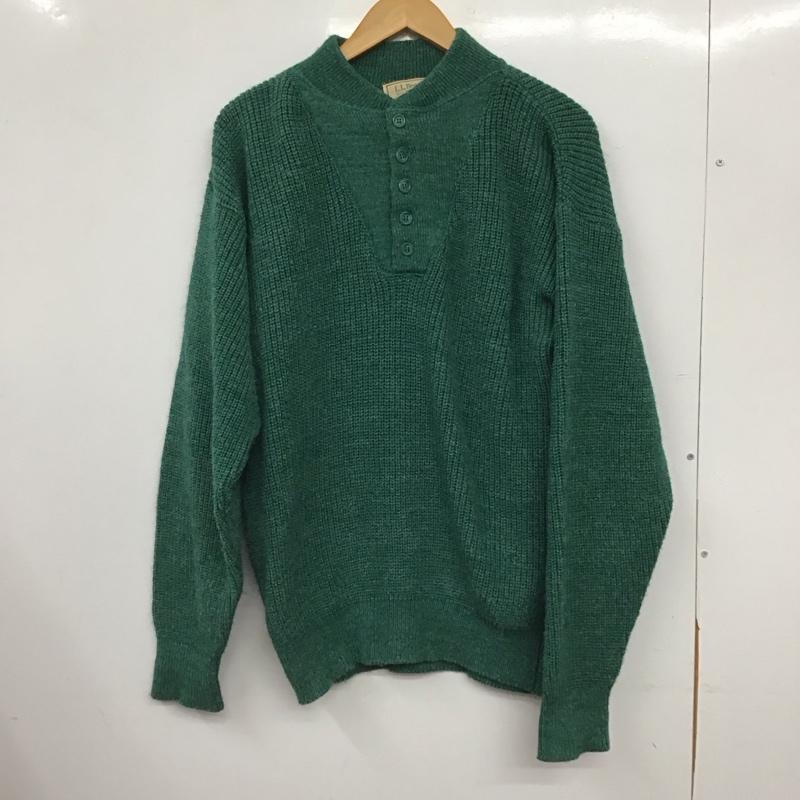 エルエルビーン L.L.Bean ニット、セーター 長袖 長袖ニットカットソー ヘンリーネック セーター L 無地 緑 / グリーン / green メンズ USED 古着 中古 10157672
