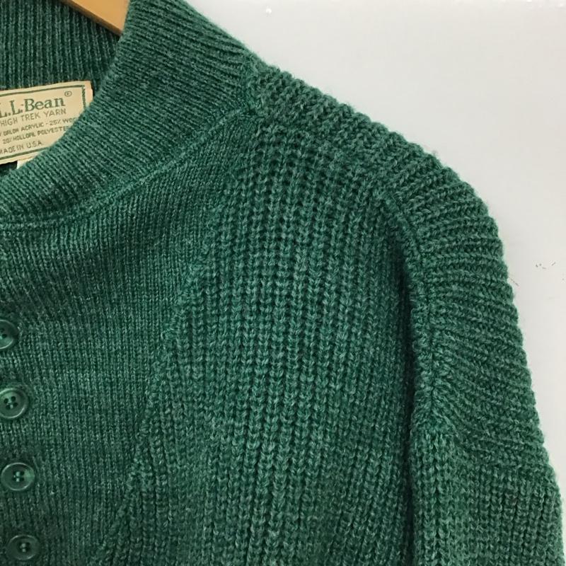 エルエルビーン L.L.Bean ニット、セーター 長袖 長袖ニットカットソー ヘンリーネック セーター L 無地 緑 / グリーン / green メンズ USED 古着 中古 10157672
