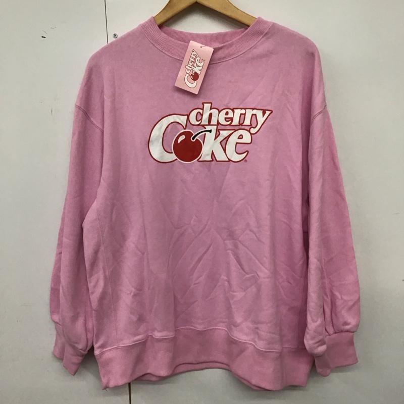 アースミュージックアンドエコロジー earth music&ecology トレーナー 長袖 タグ付 cherry coke FREE プリント 桃 / ピンク / pink レディース USED 古着 中古 10157679