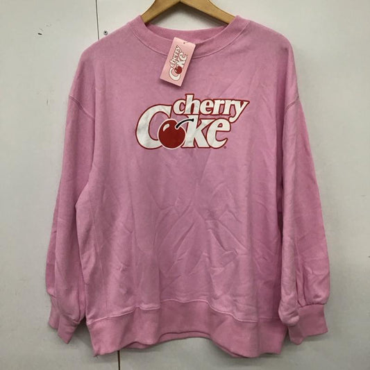 アースミュージックアンドエコロジー earth music&ecology トレーナー 長袖 タグ付 cherry coke FREE プリント 桃 / ピンク / pink レディース USED 古着 中古 10157679