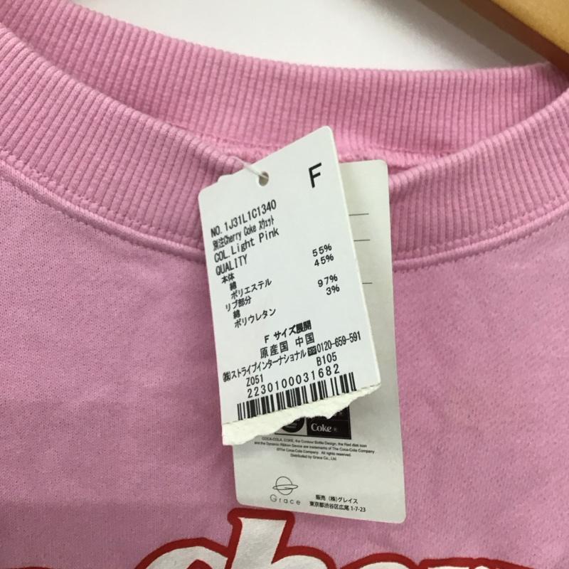 アースミュージックアンドエコロジー earth music&ecology トレーナー 長袖 タグ付 cherry coke FREE プリント 桃 / ピンク / pink レディース USED 古着 中古 10157679