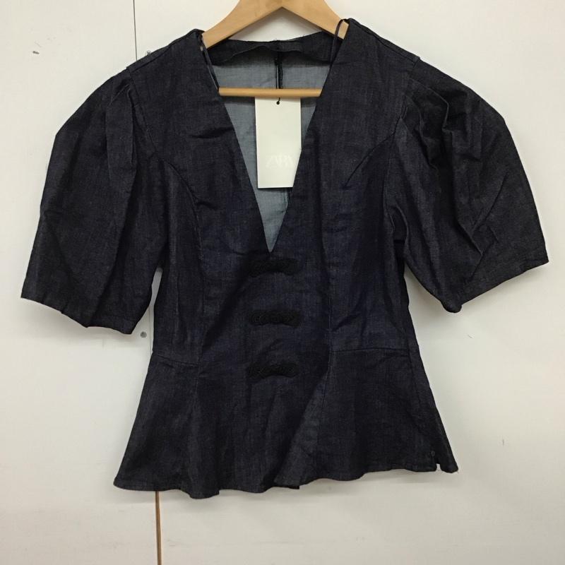 ザラ ZARA カットソー 半袖 タグ付 L 無地 インディゴ / インディゴ / Indigo レディース USED 古着 中古 10157680